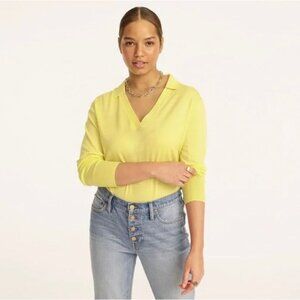 J. Crew Collared Merino Wool Sweater Long Sleeve Lemon Yellow Size S